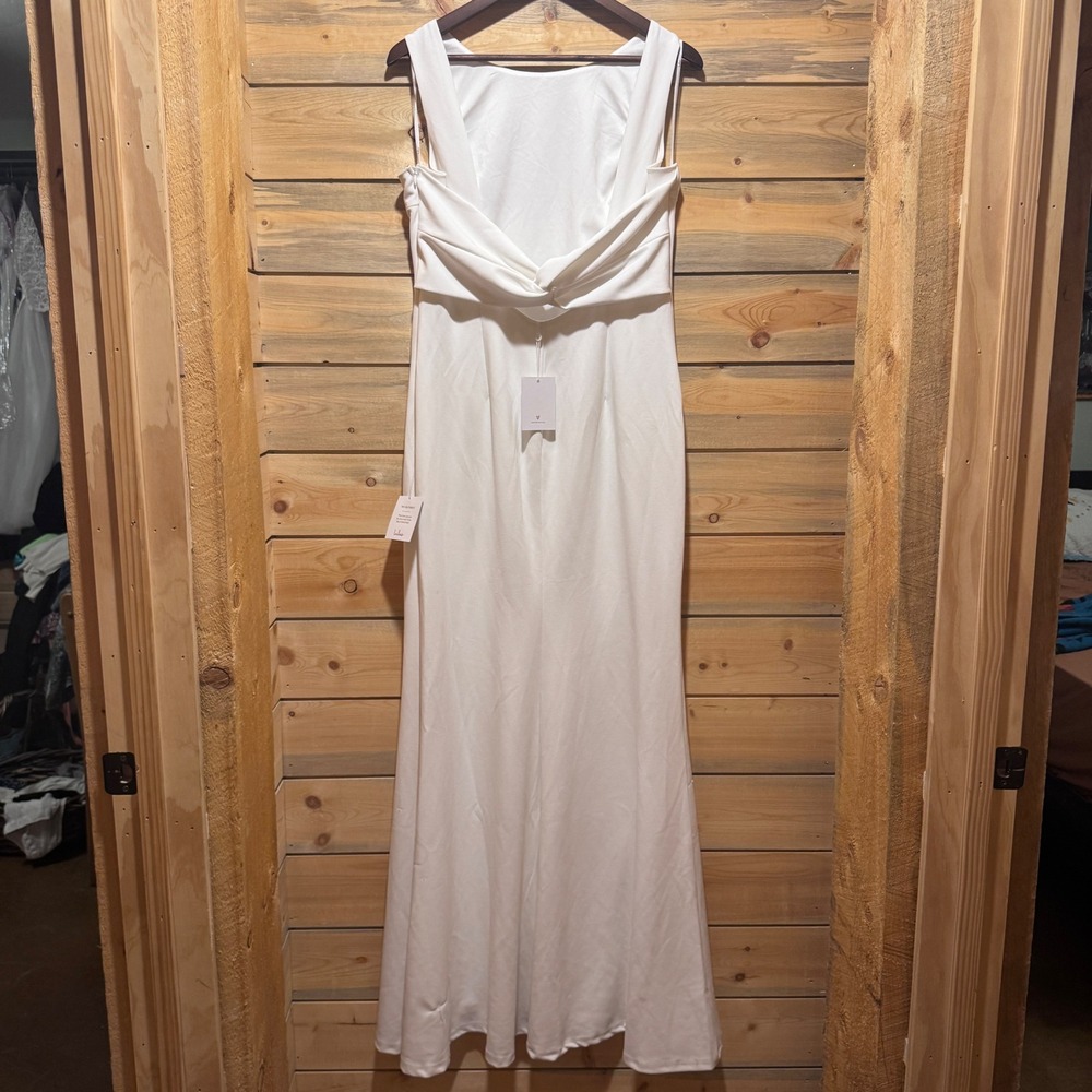 Lulus White Twist Back Maxi Dress Open Back Formal Tank Top Gown Wedding XL NEW - Picture 4 of 8